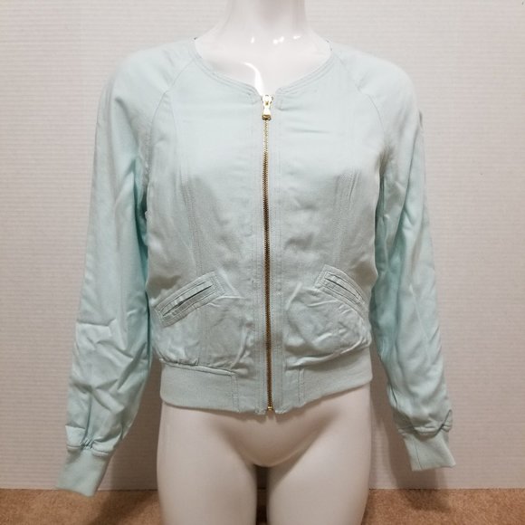 Candie's jacket Small collarless bomber zip up pockets ribbed trim - Picture 1 of 11